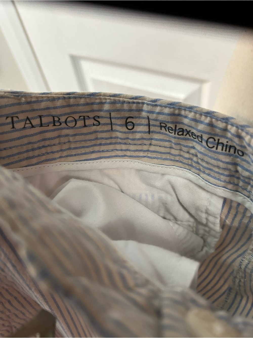 Talbots Striped Relaxed Chino Pants in Blue and White
